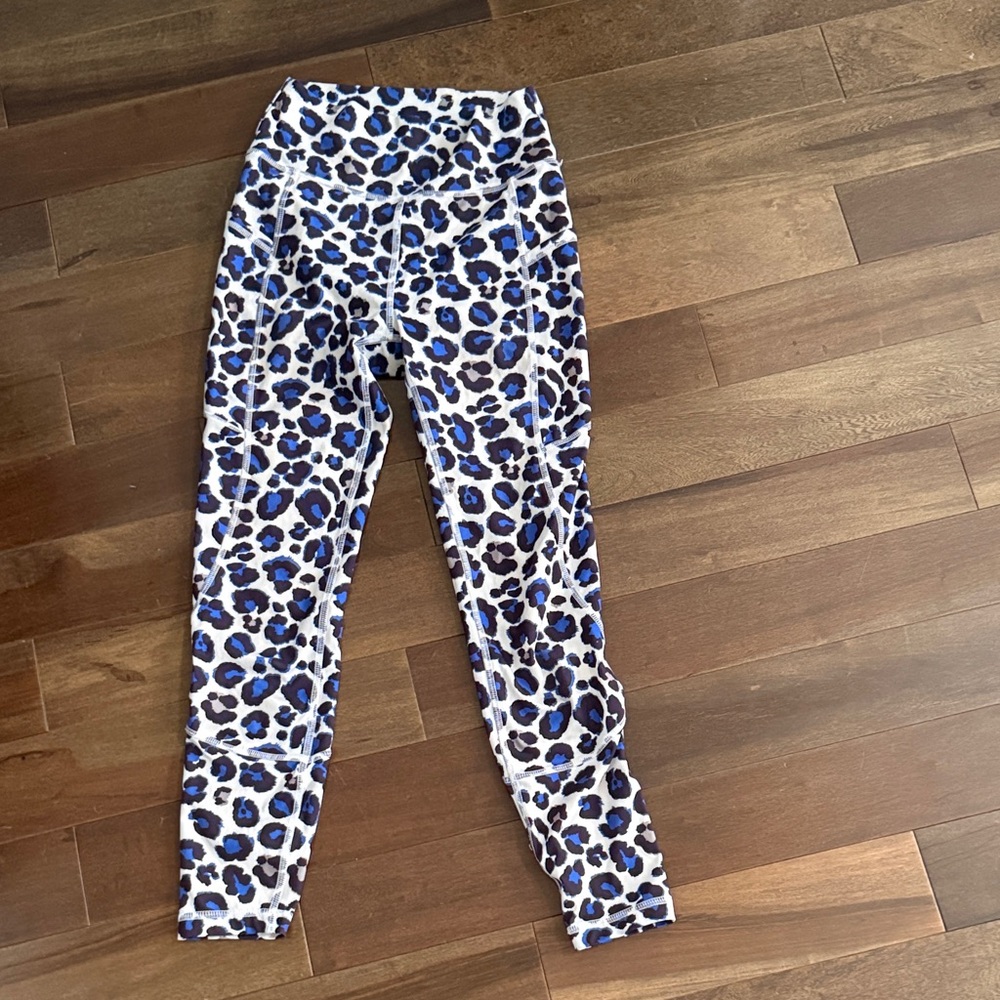 Gottex Blue and Black Leopard Print Leggings